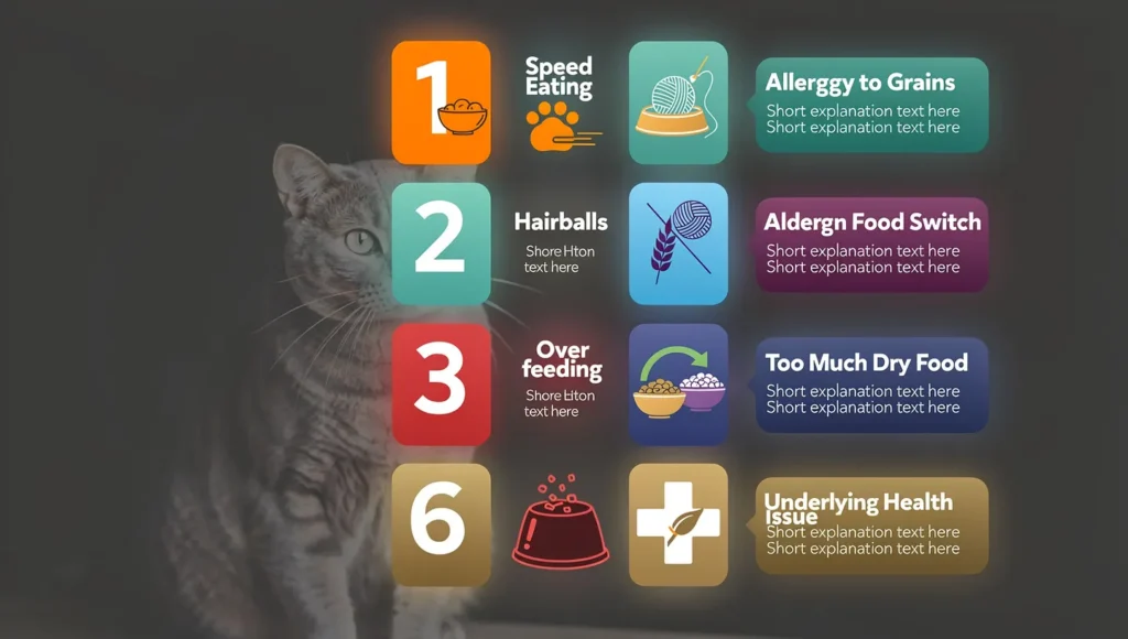 7 reasons why cats throw up after eating infographic