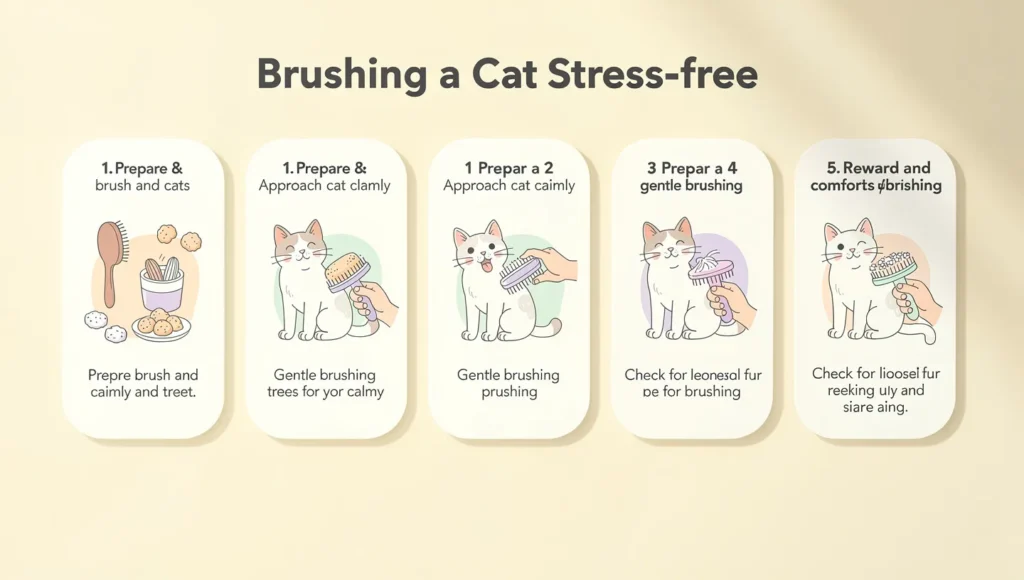 How to Brush Your Cat: 5 golden rules of stress-free cat brushing infographic