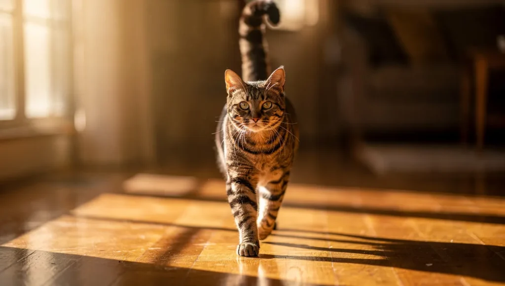 cat tail straight up meaning