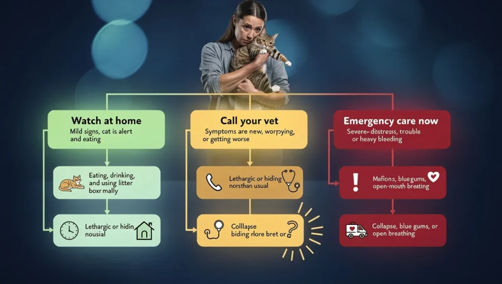Cat vomiting decision tree — when to call the vet