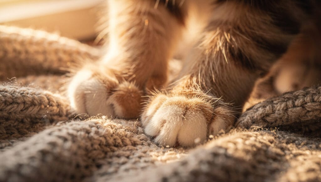 Why do cats knead soft blankets and owners as a comfort behavior
