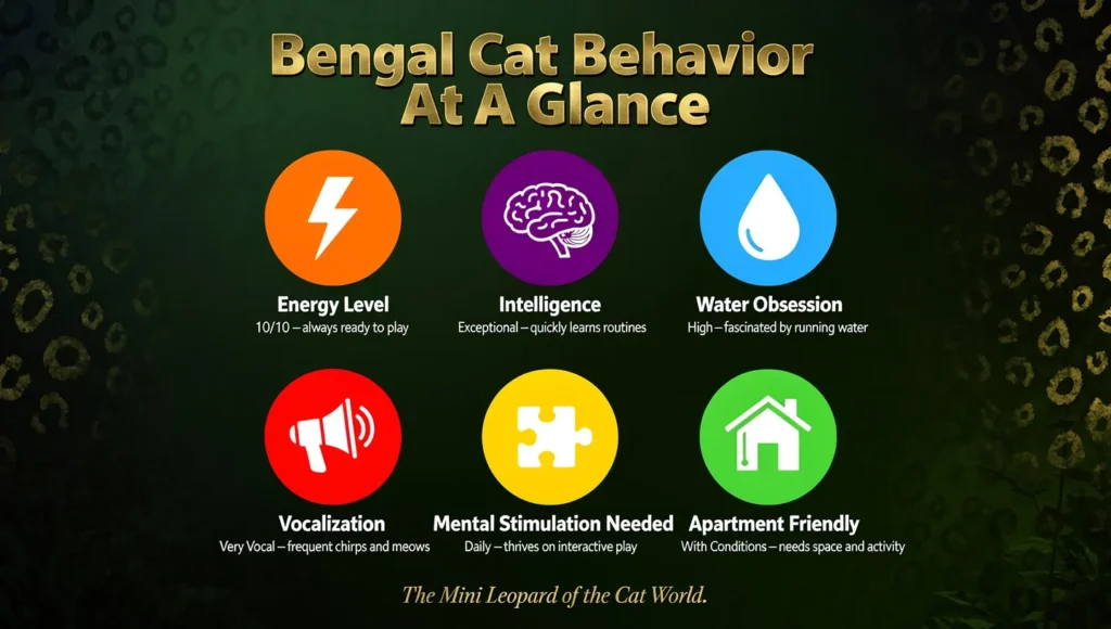 Bengal cat behavior traits infographic