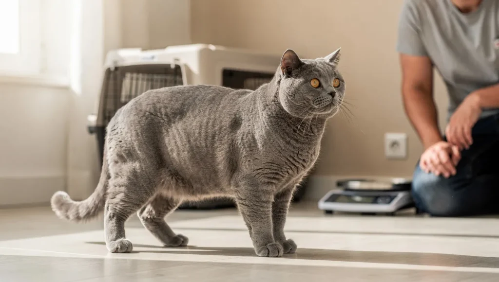 British Shorthair cat with a healthy body condition