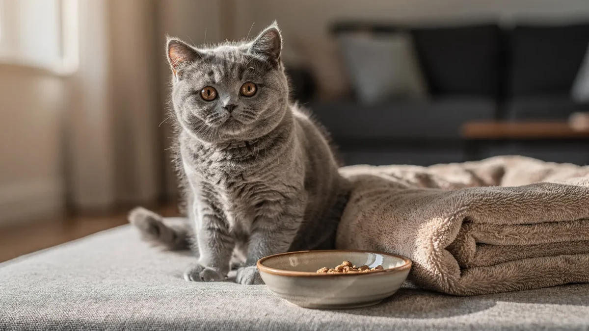 British Shorthair kitten receiving gentle care