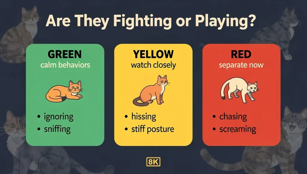 Cat introduction progress signs infographic green yellow red