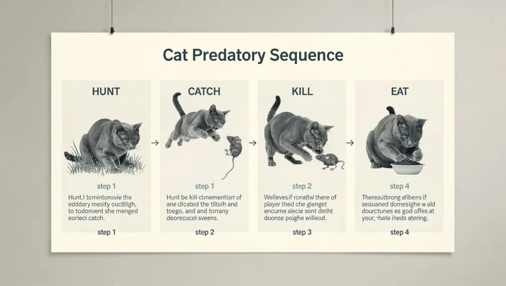 Hunt catch kill eat cycle in domestic cats