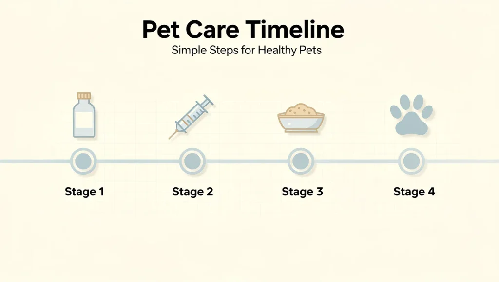 Kitten Care Guide: Visual timeline showing kitten care milestones from birth to one year