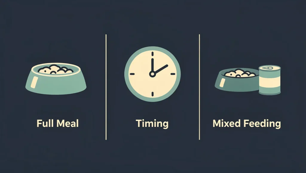 Visual comparison chart of self-service, fractioned, and combination kitten feeding methods