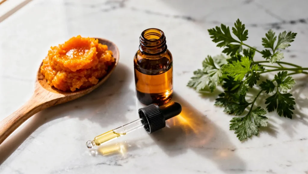 Natural boosters for cat treats including pumpkin puree and salmon oil.