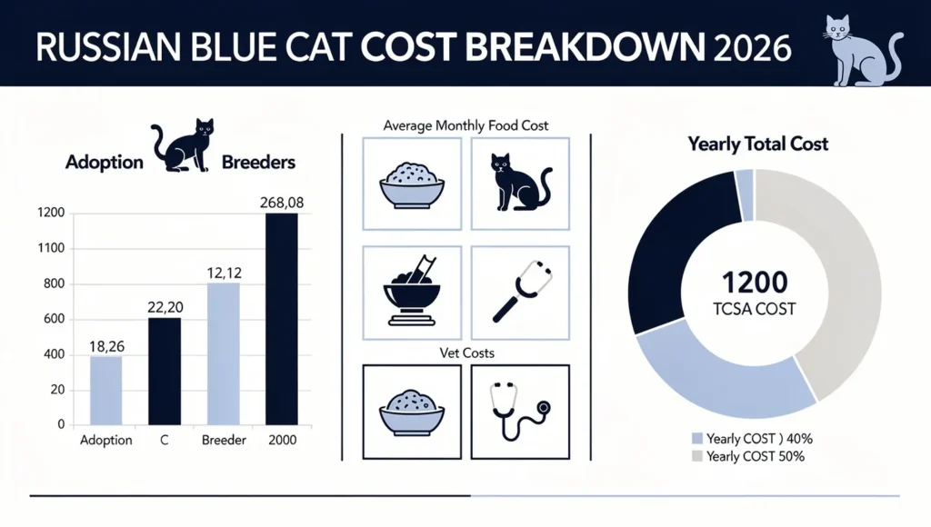 Russian Blue cat cost breakdown infographic 2026