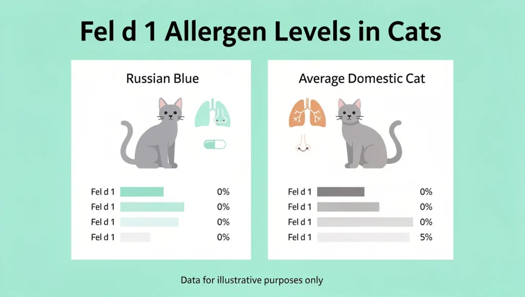 Russian Blue cat hypoallergenic comparison infographic