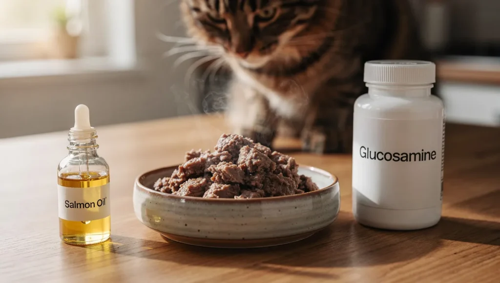 High quality wet cat food with salmon oil and joint supplements