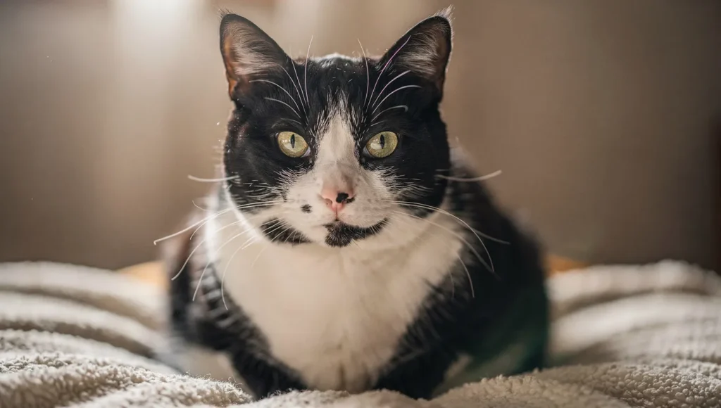 Healthy senior cat looking at the camera