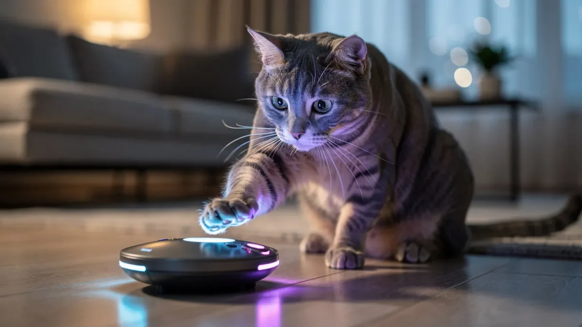 Best Interactive Cat Toys: Cat intensely playing with an interactive toy