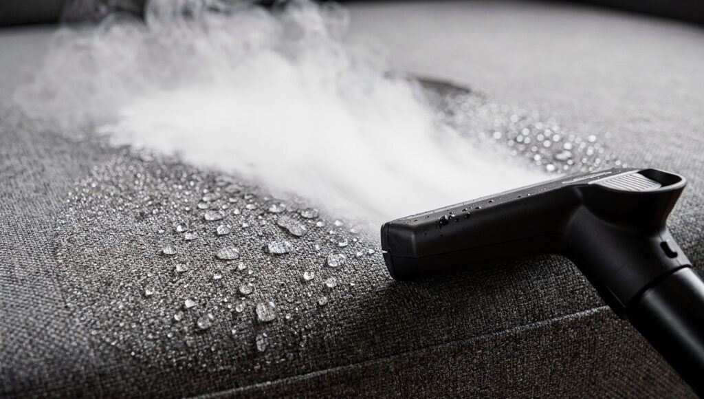 Deep cleaning a sofa for cat allergens