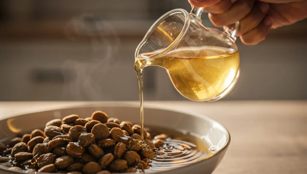 Adding broth to cat food