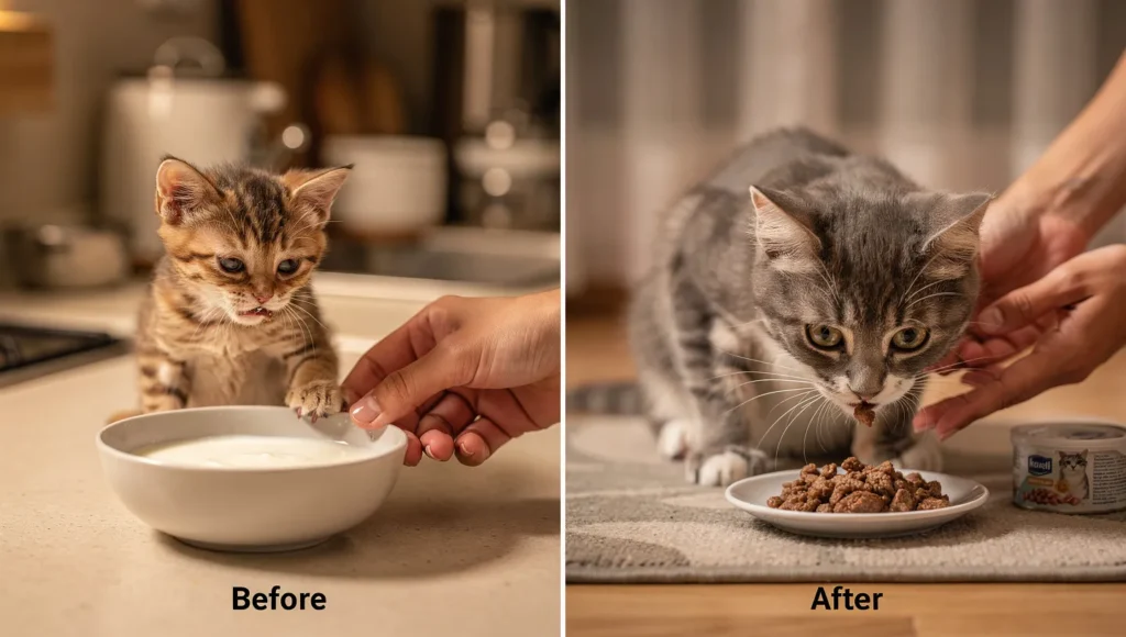 common kitten feeding mistakes vs correct