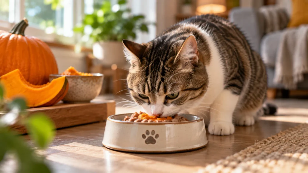 How to give pumpkin to a cat mixed with wet food