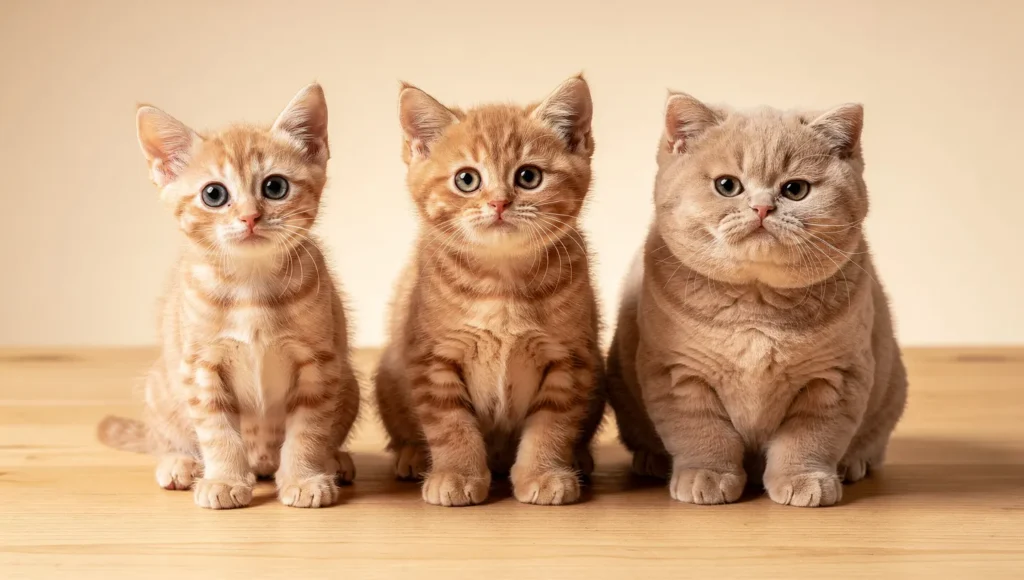 Cat body condition score chart showing underweight ideal and overweight kitten