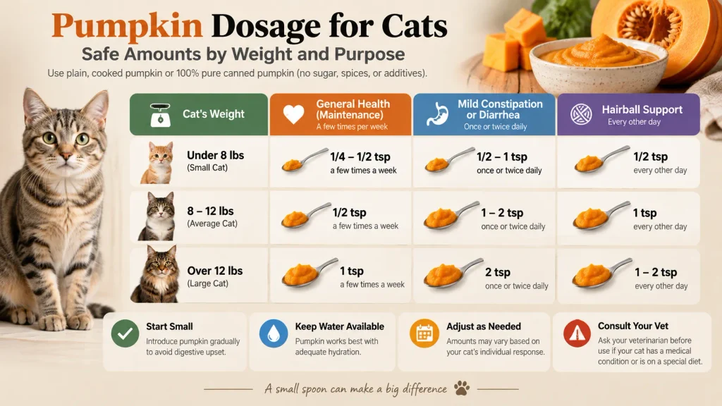 Pumpkin dosage for cats by weight and purpose