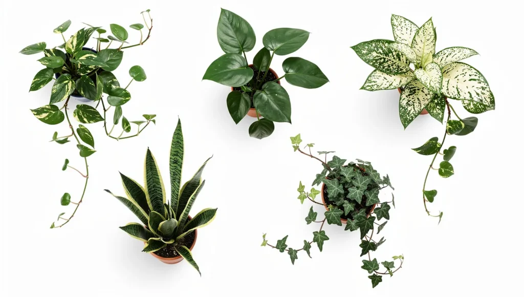 Grid displaying five most common toxic indoor plants found in homes with cats