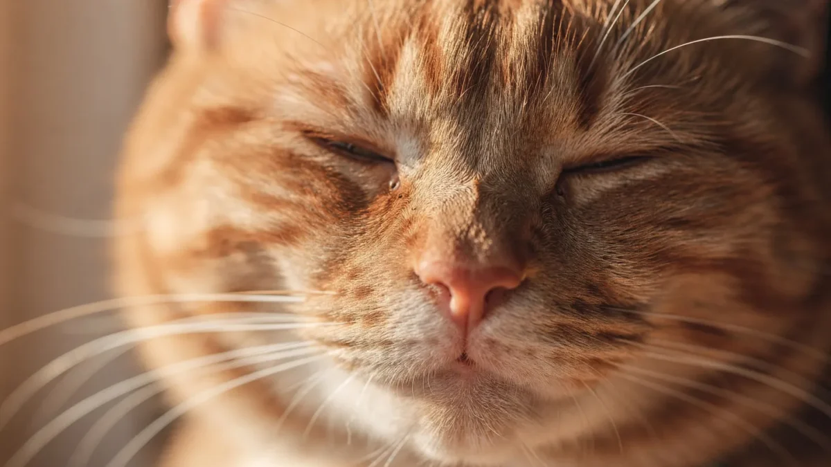 Close up of a cat performing a slow blink