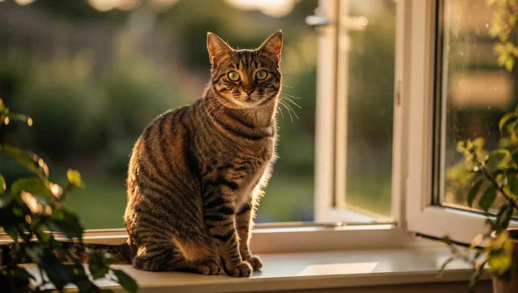 Healthy happy cat with bright eyes — contrast to sick cat signs