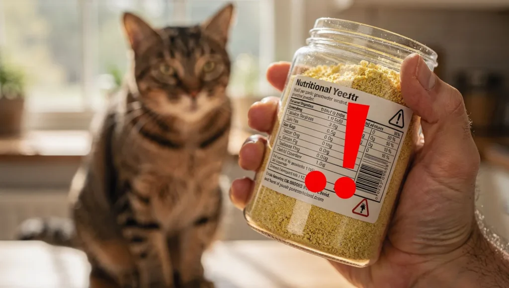 Warning signs of unsafe nutritional yeast products for cats
