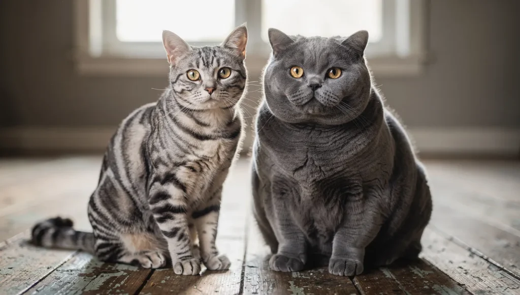 American Shorthair vs British Shorthair side-by-side comparison professional shot
