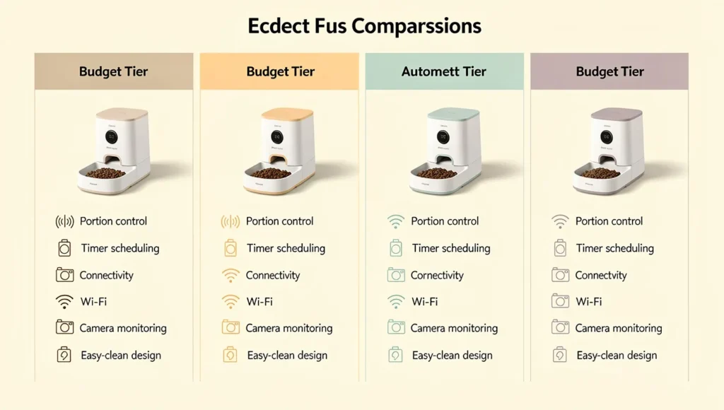 Automatic Cat Feeder: Infographic showing how an automatic cat feeder works with timer and portion control