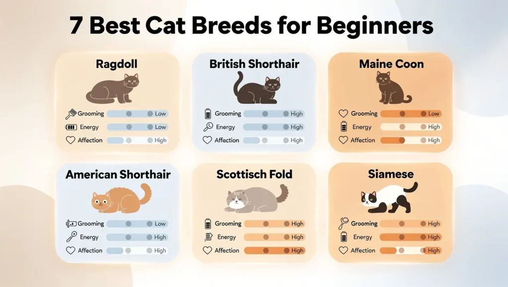infographic best cat breeds for beginners grooming energy affection