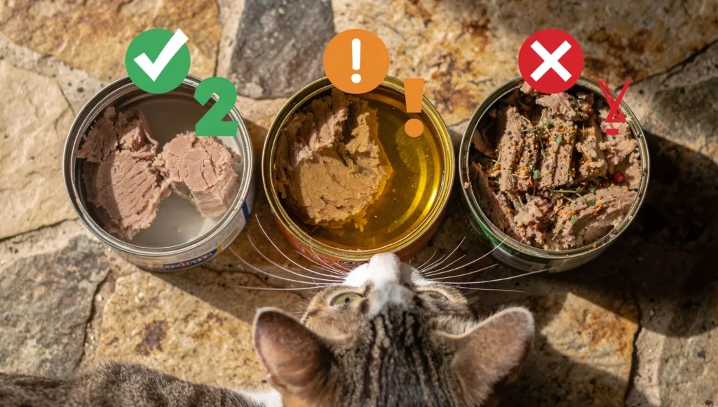 Safe vs unsafe canned tuna types for cats
