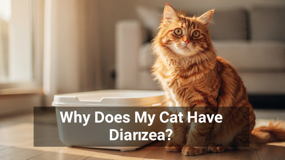 Why does my cat have diarrhea – cat sitting near litter box looking worried