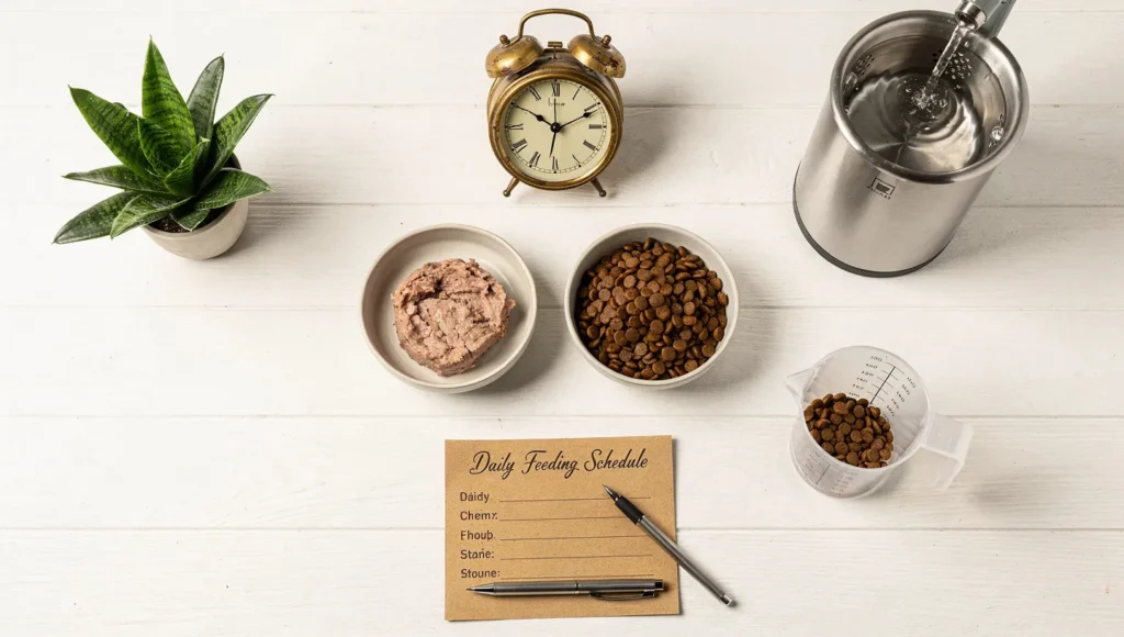 daily feeding schedule and routine for indoor cats