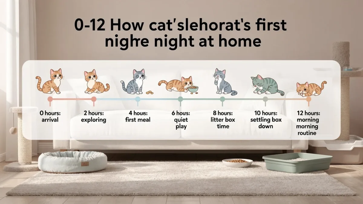 New cat first night step by step plan infographic