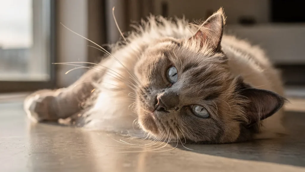 Ragdoll cat relaxing in small apartment — best apartment cat breed