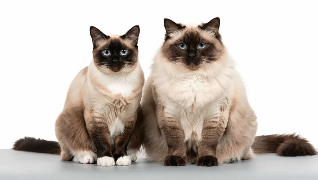 Birman cat vs Ragdoll cat side by side comparison photo