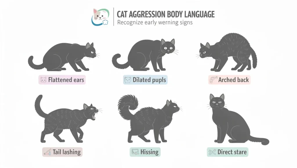 Cat Aggression Signs: 7 warning signs of cat aggression infographic