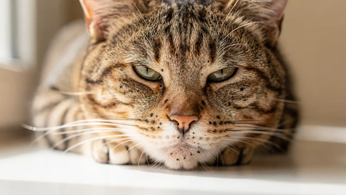 Cat chin blackheads vs flea dirt vs dried food comparison chart