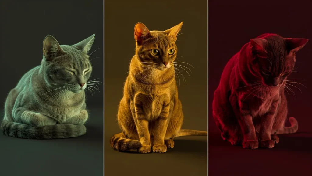 Cat posture comparison chart happy stressed and in pain