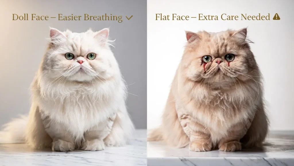 Flat face Persian cat vs doll face Persian cat comparison 