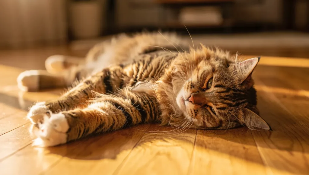 Relaxed happy cat lifestyle photography