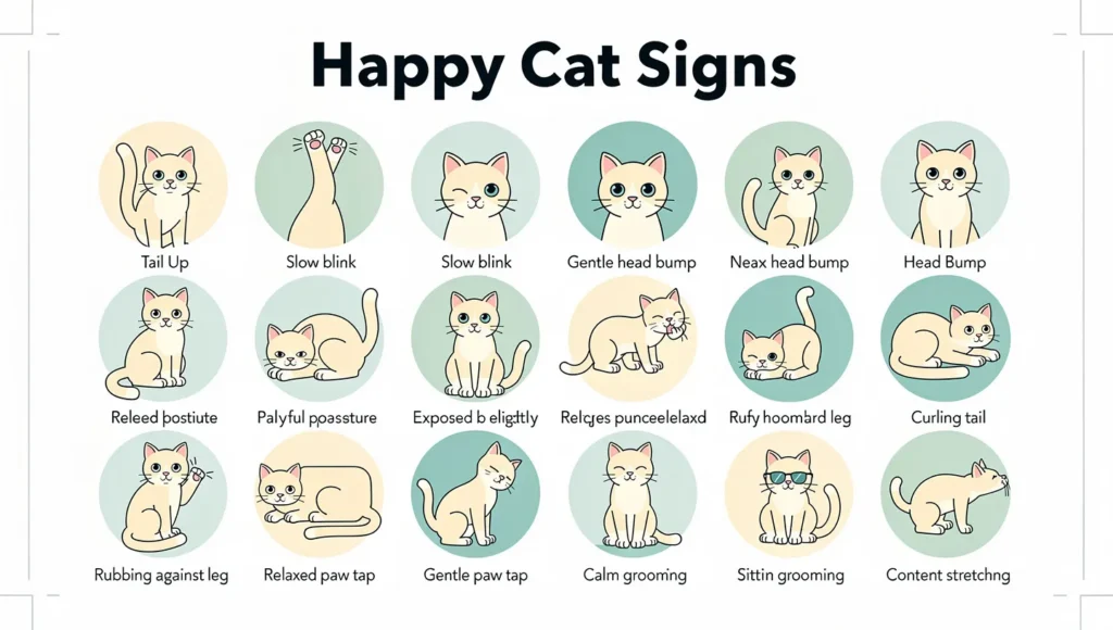 How to Tell if Cat Is Happy: 15 signs of a happy cat behavior infographic