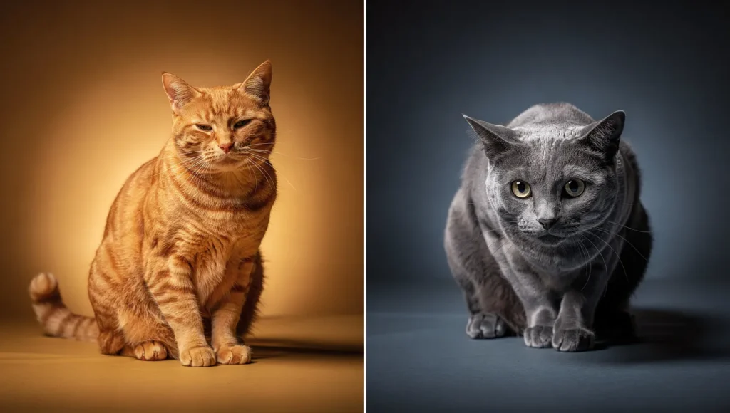 Happy vs stressed cat body language visual comparison