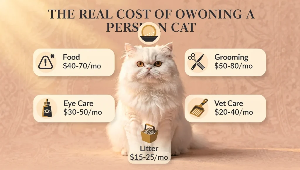 Real cost of buying a Persian cat infographic 2026 
