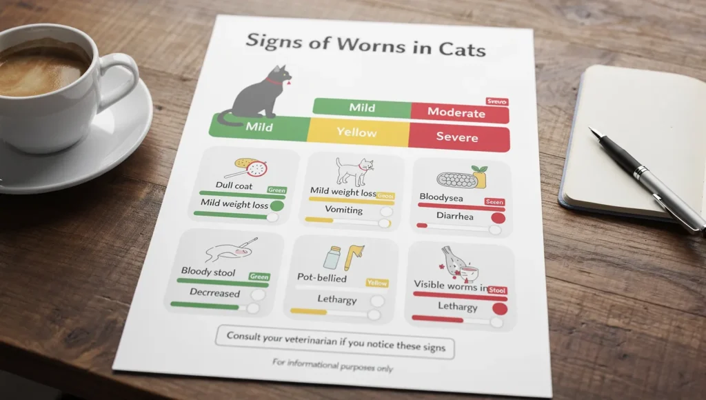 Symptoms of Worms in Cats: What My Vet Friend Ben Told Me Over Coffee 9 warning signs of worms in cats infographic