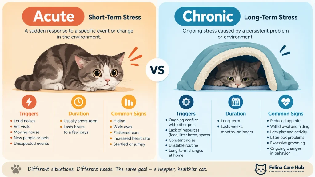 Visual comparison of acute versus chronic stress in cats
