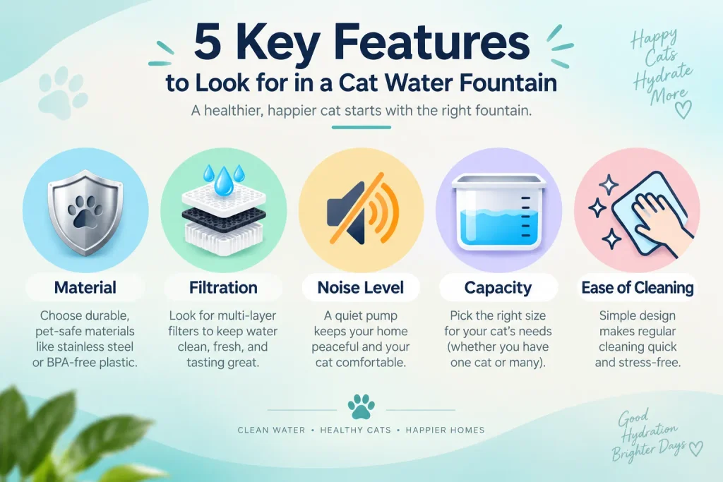 Infographic: what to look for in a cat water fountain checklist